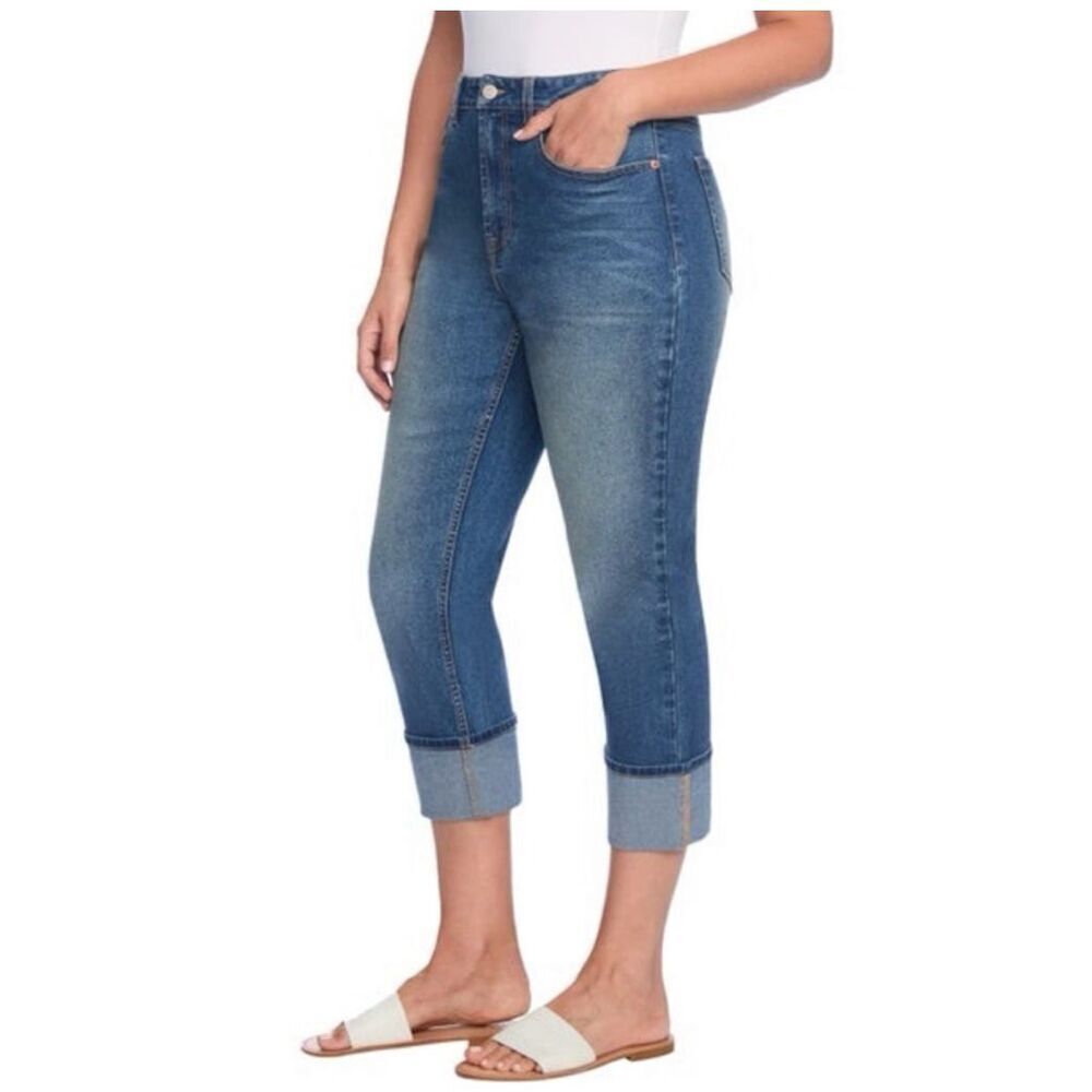FRYE - NWT - L Sz 12 High Waist Straight-Leg Cropped Jeans in Amari Wash. - Picture 8 of 14